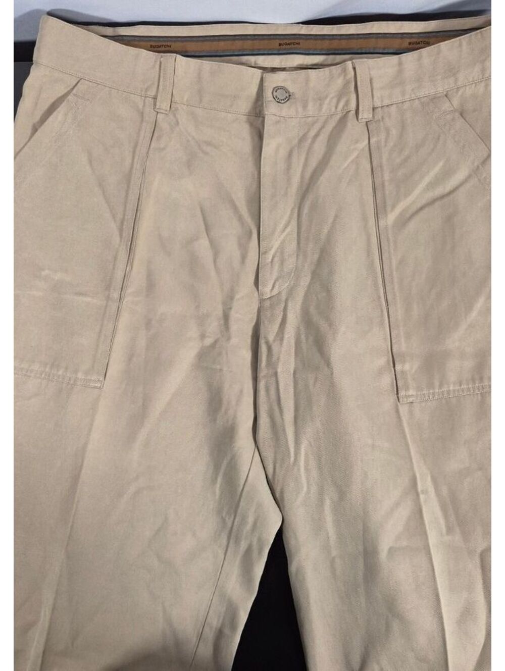 Bugatchi Men’s 36x34 Silk Cotton Blend Khaki Chino Pants